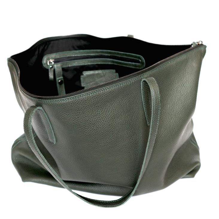 Griesbach – Big Soley Bag aus genarbtem Glattleder Farbe Dunkelgrün - 1