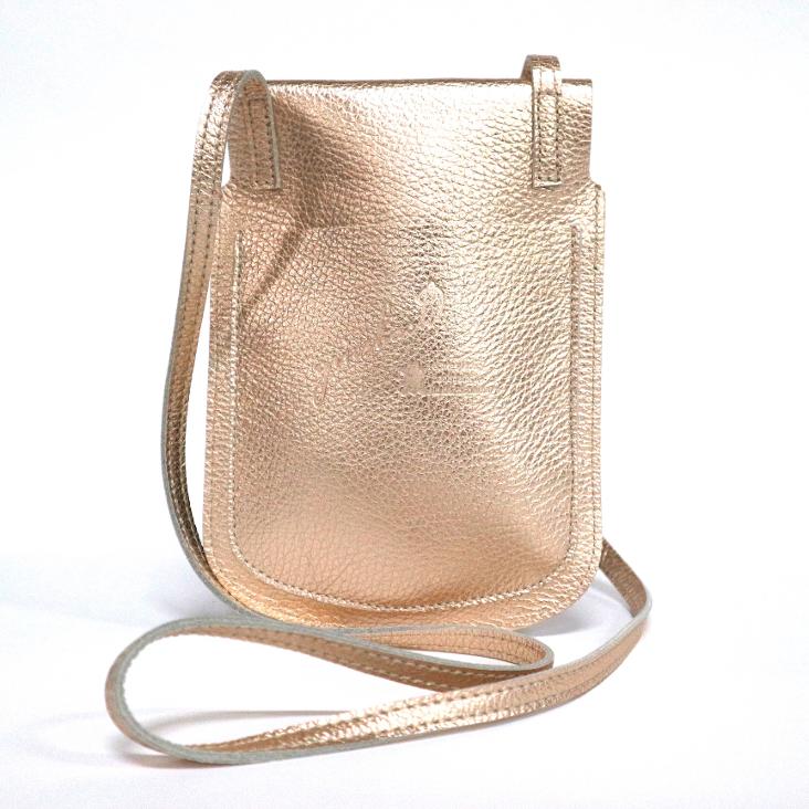Griesbach - Phone Bag aus genarbtem Leder in Metallic-Optik Farbe Roségold - 0