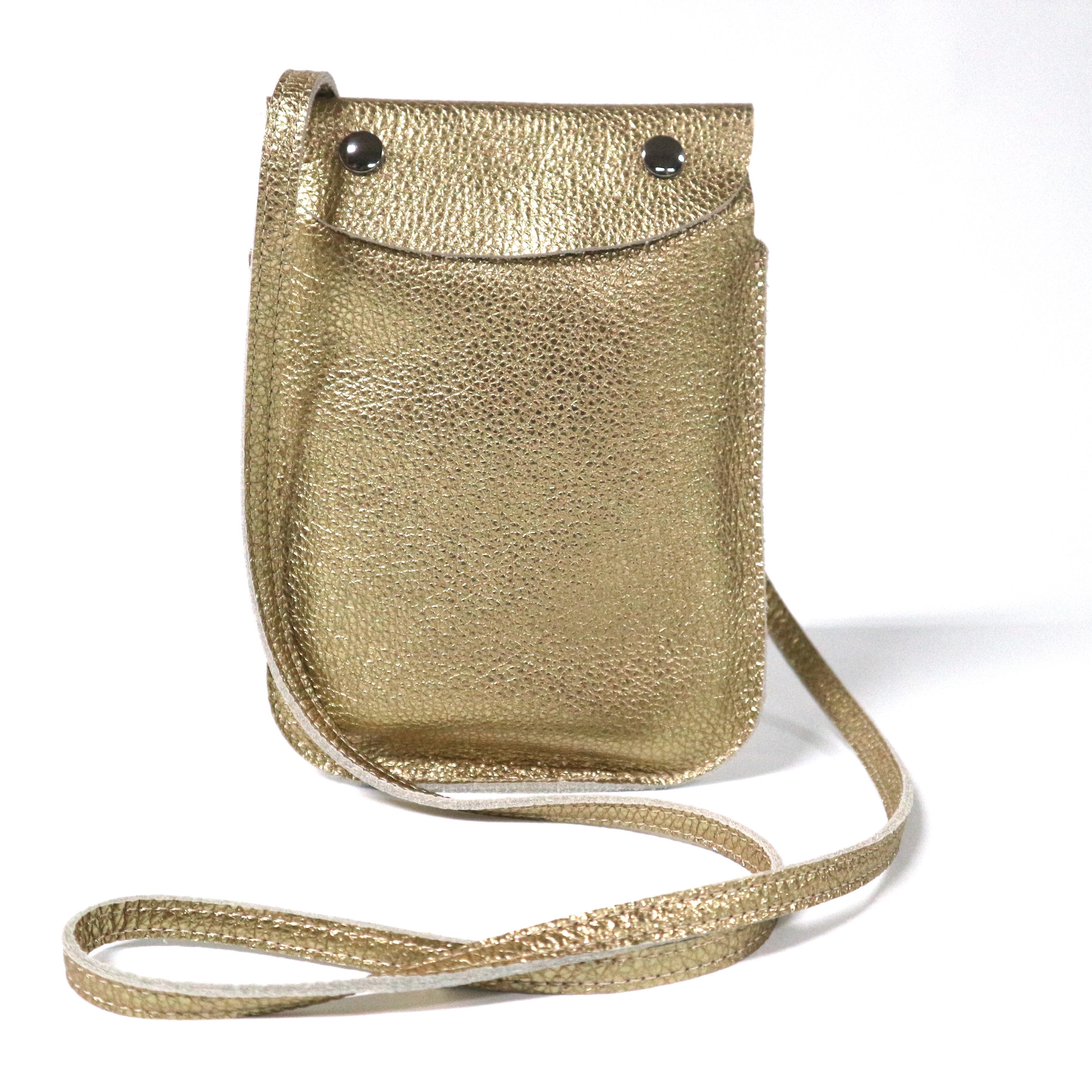 Gold leather bag deals