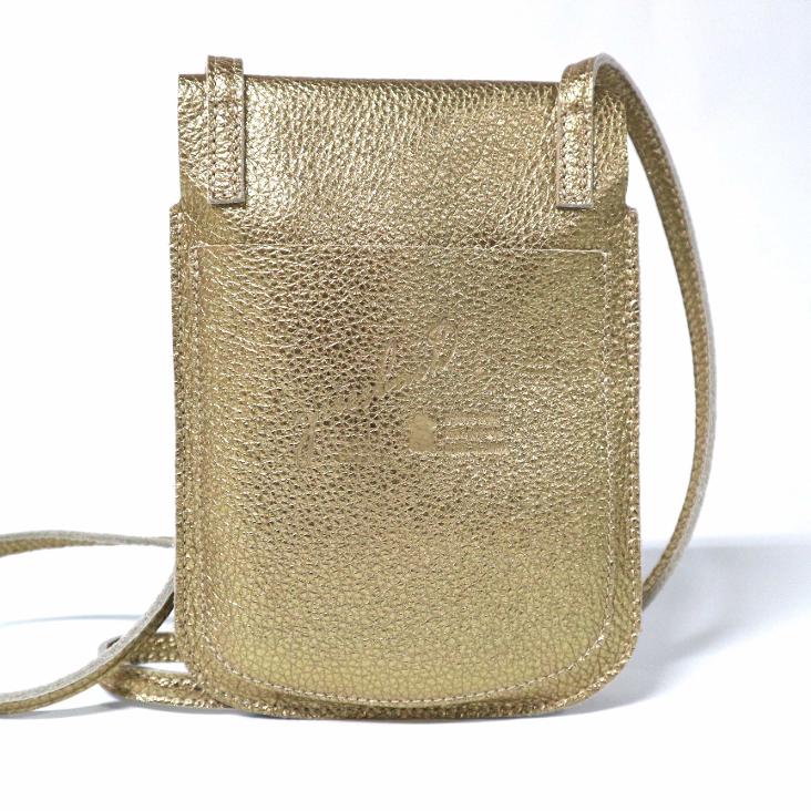 Griesbach - Phone Bag aus strukturiertem Leder in Metallic-Optik Farbe Gold - 0