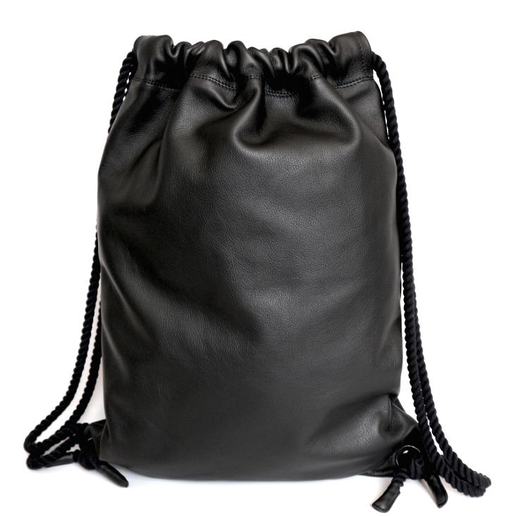 Griesbach - Rucksack Bag in schwarzem Glattleder mit schwarzer Baumwollkordel