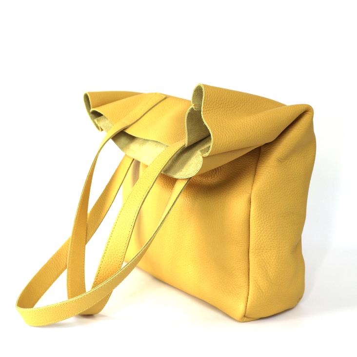 Griesbach – Simple Tote Bag aus genarbtem Glattleder Farbe Gelb - 0
