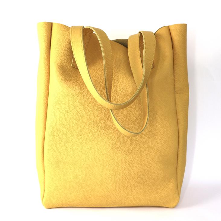Griesbach – Simple Tote Bag aus genarbtem Glattleder Farbe Gelb