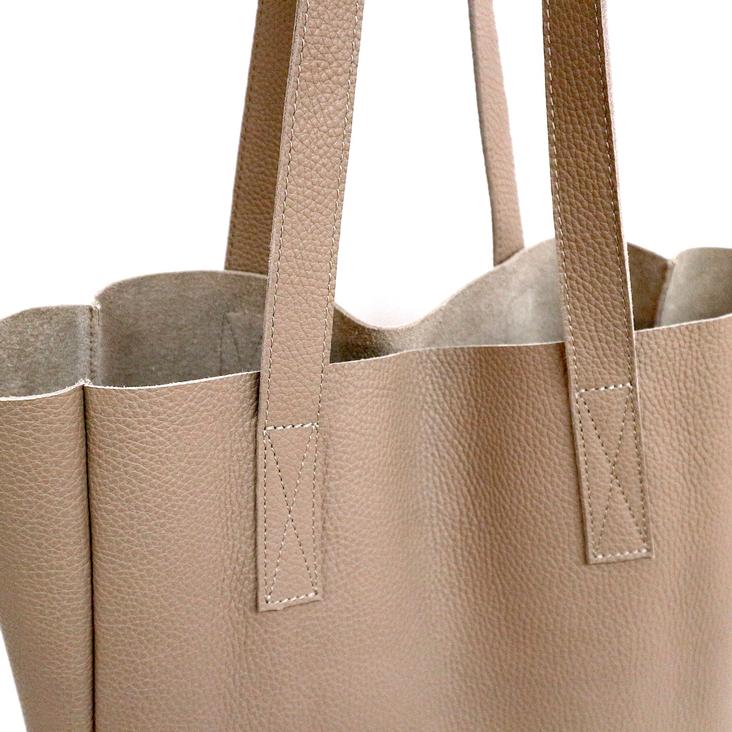 Griesbach – Simple Tote Bag aus strukturiertem Leder Farbe Greige - 0