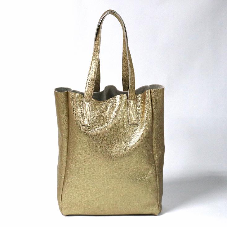 Griesbach - Simple Tote Bag aus strukturiertem Leder in Metallic-Optik Farbe Gold - 0
