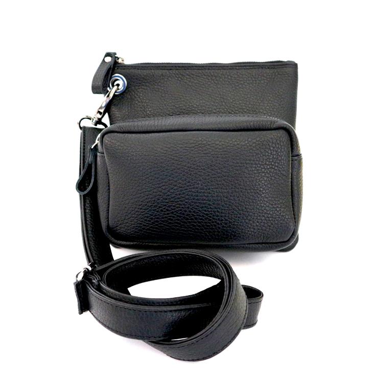 Griesbach – Sporty Pocket Bag aus schwarzem strukturiertem Leder