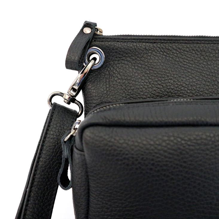 Griesbach – Sporty Pocket Bag aus schwarzem strukturiertem Leder - 0
